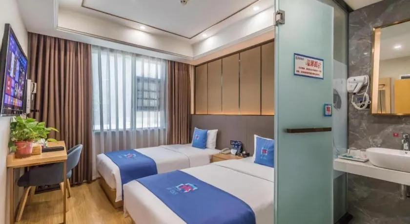 Bed in PAI Hotel·Chengdu Jintang Huaikou Huaizhou Avenue