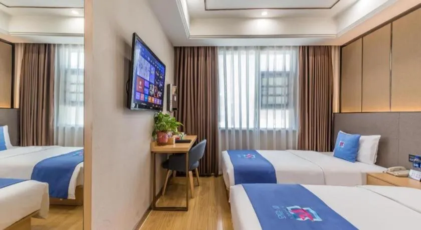 Bed in PAI Hotel·Chengdu Jintang Huaikou Huaizhou Avenue