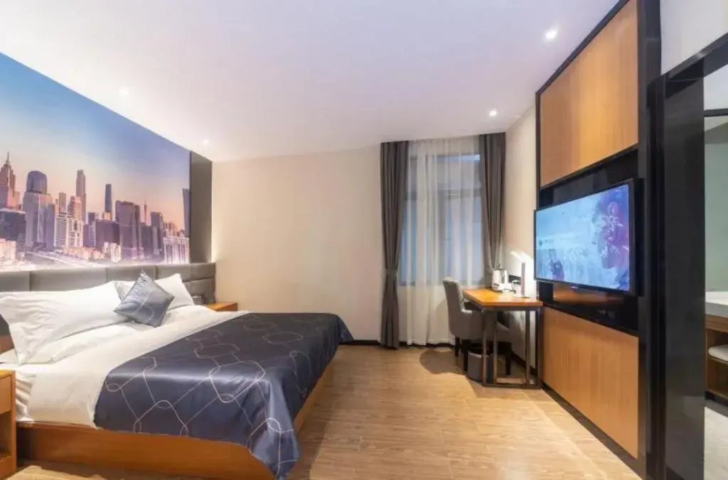 Bed in Chonpines Hotel Guangzhou Sunac Cultural and Tourism City Shiling Bed in Chonpines Hotel Guangzhou Sunac Cultural and Tourism City Shiling