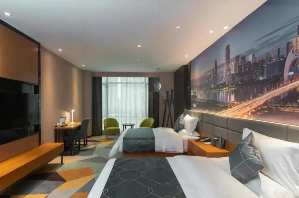 Bed in Chonpines Hotel Guangzhou Sunac Cultural and Tourism City Shiling Bed in Chonpines Hotel Guangzhou Sunac Cultural and Tourism City Shiling