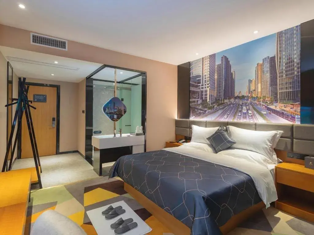 Bed in Chonpines Hotel Guangzhou Sunac Cultural and Tourism City Shiling Bed in Chonpines Hotel Guangzhou Sunac Cultural and Tourism City Shiling