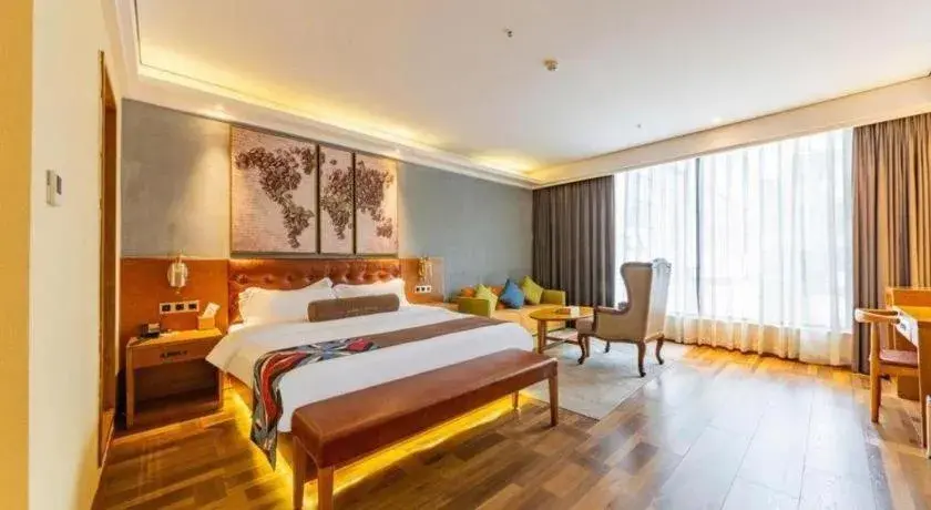 Bed in James Joyce Coffetel Guangyuan High-Speed Railway Station Dongba Municipal Government Bed in James Joyce Coffetel Guangyuan High-Speed Railway Station Dongba Municipal Government