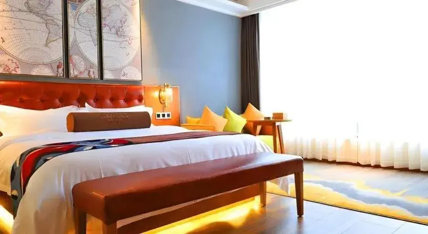 Bed in James Joyce Coffetel Guangyuan High-Speed Railway Station Dongba Municipal Government Bed in James Joyce Coffetel Guangyuan High-Speed Railway Station Dongba Municipal Government