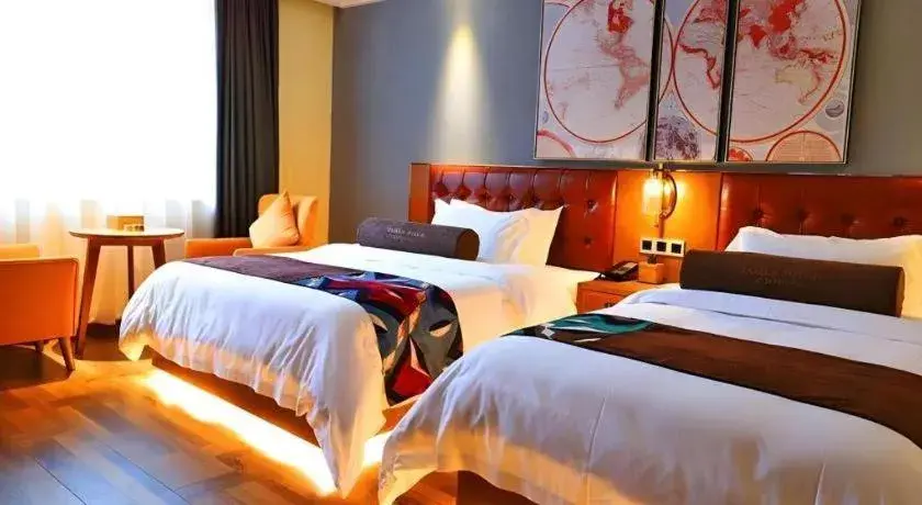 Bed in James Joyce Coffetel Guangyuan High-Speed Railway Station Dongba Municipal Government Bed in James Joyce Coffetel Guangyuan High-Speed Railway Station Dongba Municipal Government