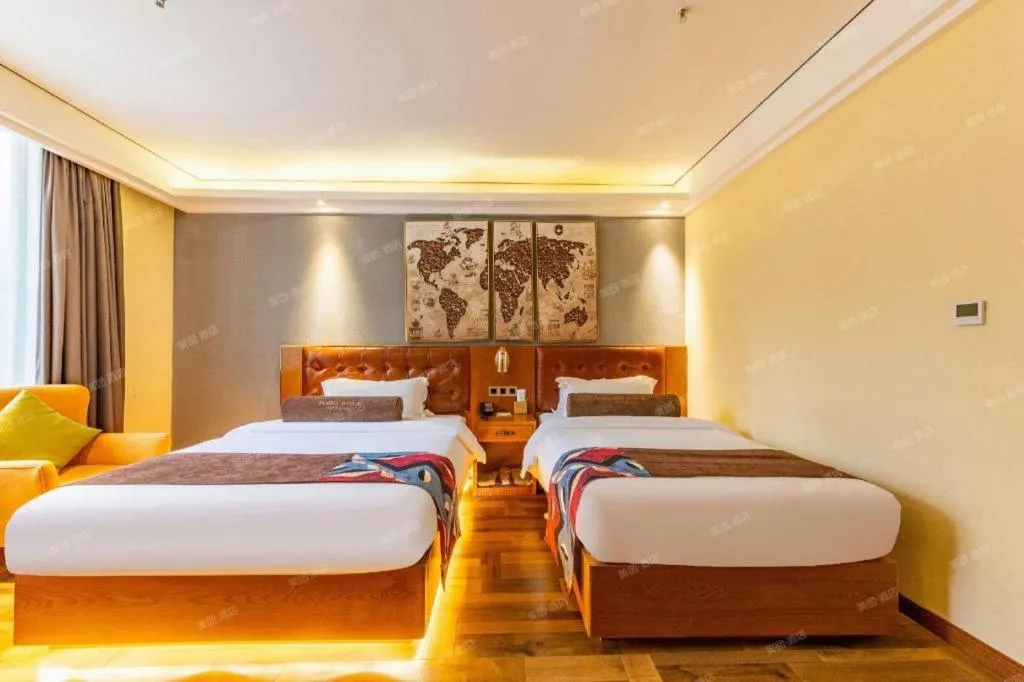 Bed in James Joyce Coffetel Guangyuan High-Speed Railway Station Dongba Municipal Government