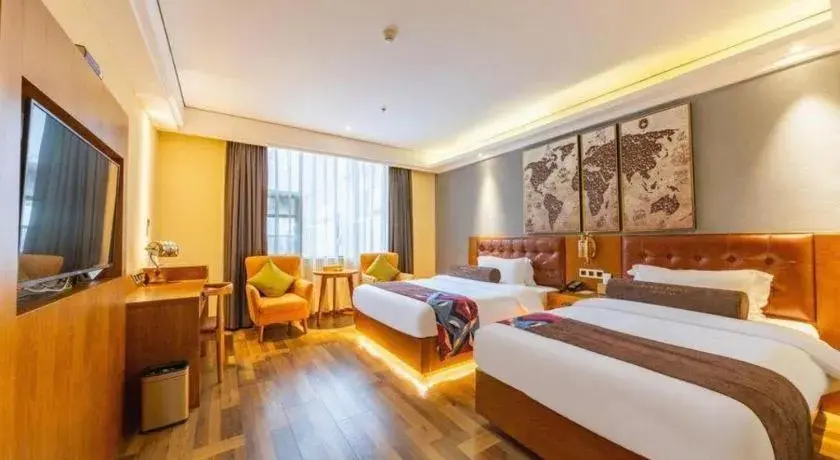 Bed in James Joyce Coffetel Guangyuan High-Speed Railway Station Dongba Municipal Government Bed in James Joyce Coffetel Guangyuan High-Speed Railway Station Dongba Municipal Government