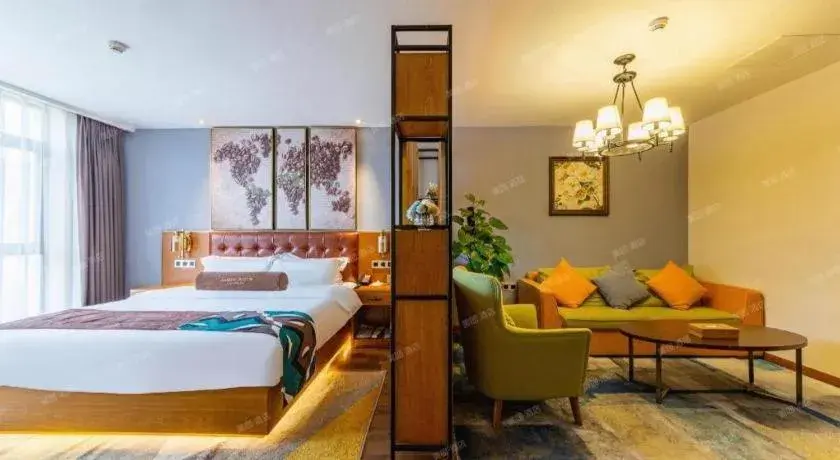 Bed in James Joyce Coffetel Guangyuan High-Speed Railway Station Dongba Municipal Government Bed in James Joyce Coffetel Guangyuan High-Speed Railway Station Dongba Municipal Government