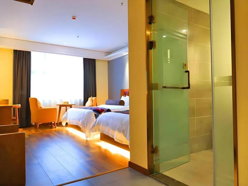 Bed in James Joyce Coffetel Guangyuan High-Speed Railway Station Dongba Municipal Government