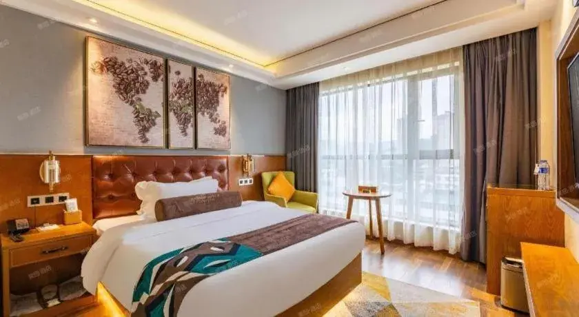 Bed in James Joyce Coffetel Guangyuan High-Speed Railway Station Dongba Municipal Government Bed in James Joyce Coffetel Guangyuan High-Speed Railway Station Dongba Municipal Government