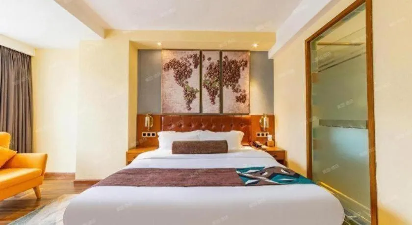 Bed in James Joyce Coffetel Guangyuan High-Speed Railway Station Dongba Municipal Government