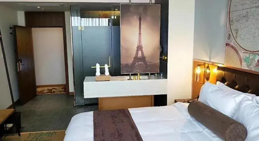 Bed in James Joyce Coffetel·Nannign Shanglin Tongle Road Bed in James Joyce Coffetel·Nannign Shanglin Tongle Road