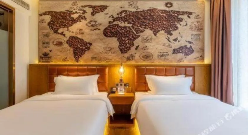 Bed in James Joyce Coffetel·Chadianzi Passenger Terminal Jinke Bei Road Metro Station