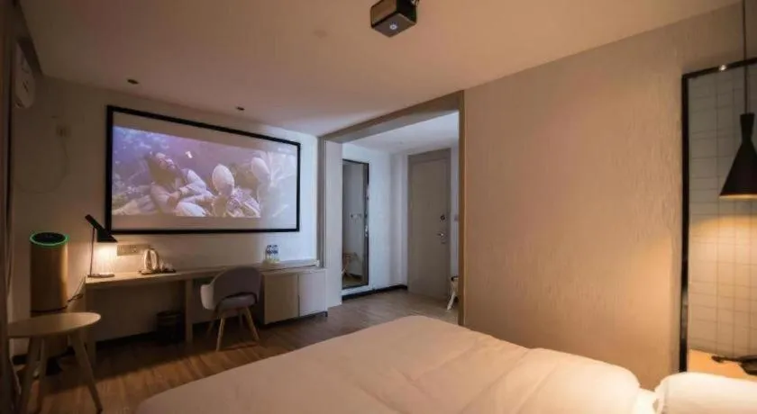 Bed in Borrman Hotel Hefei Guogou Plaza Sanli'an Metro Station