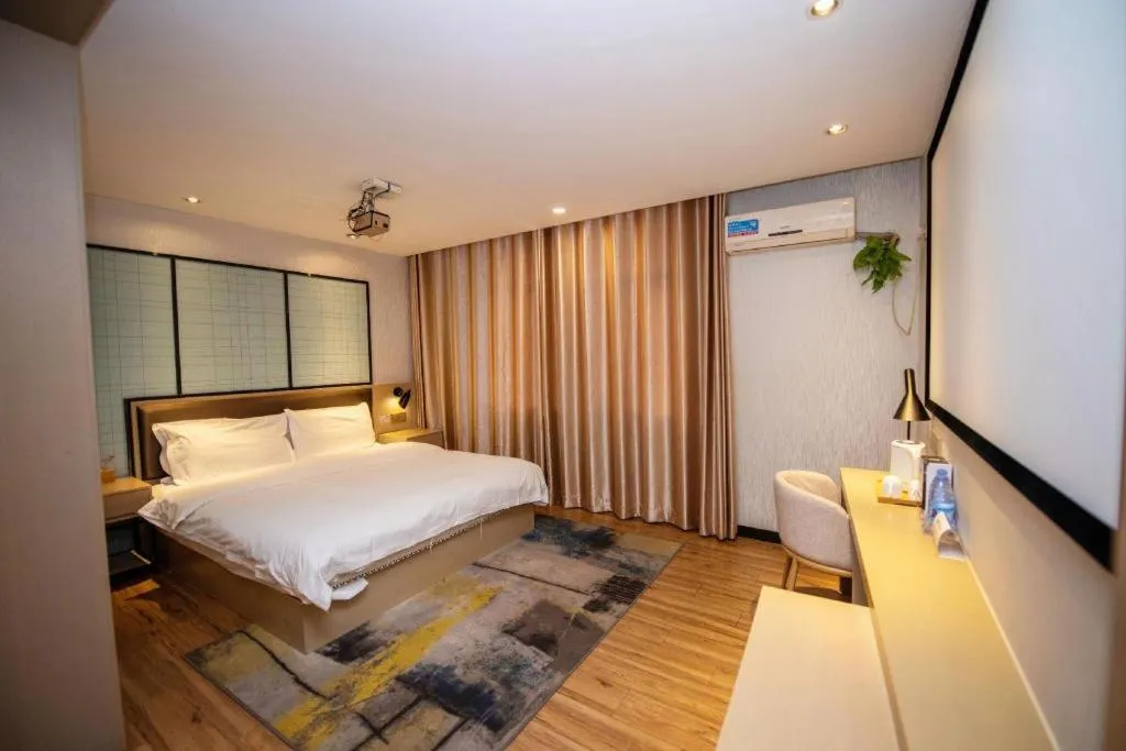 Bed in Borrman Hotel Hefei Guogou Plaza Sanli'an Metro Station