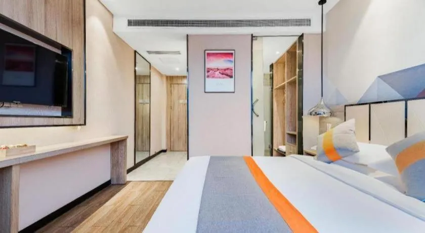 Bed in Borrman Hotel Tai'an Central Hospital Taishan Tianwai Village Hongmen