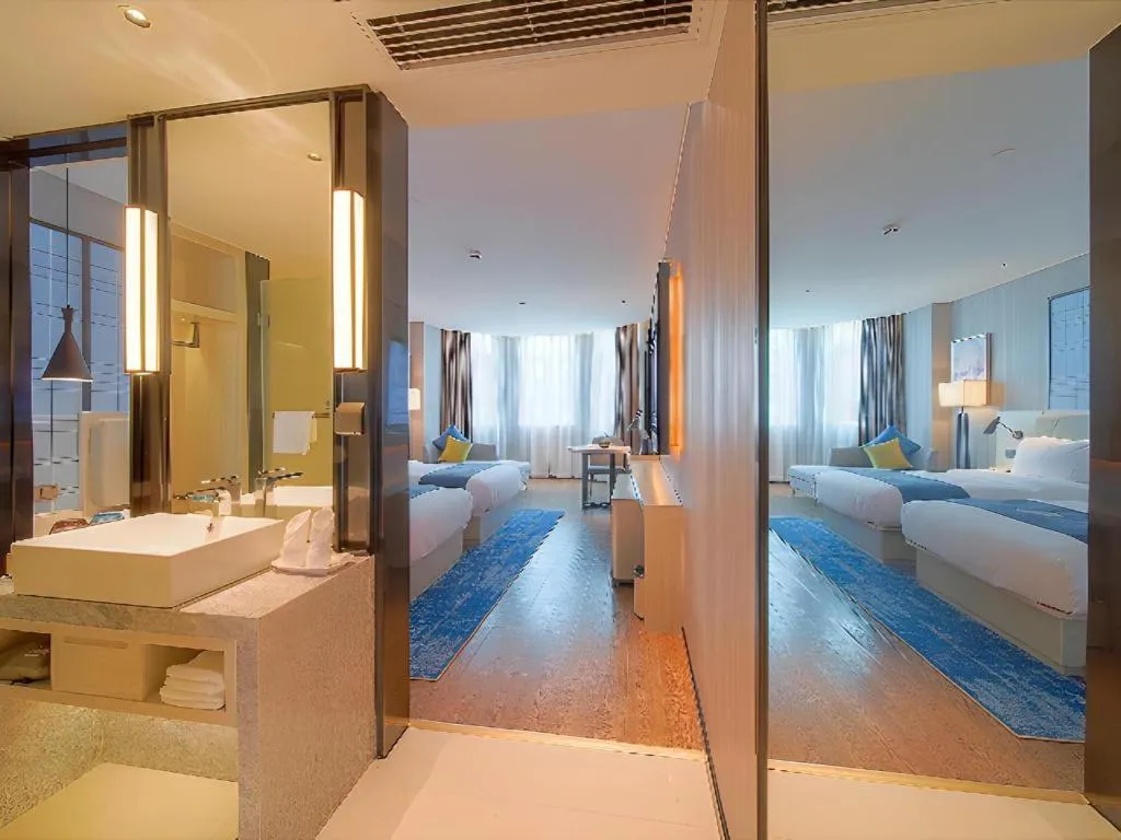 Bed in Echarm Hotel Guangzhou Changlong Shiqiao Metro Station