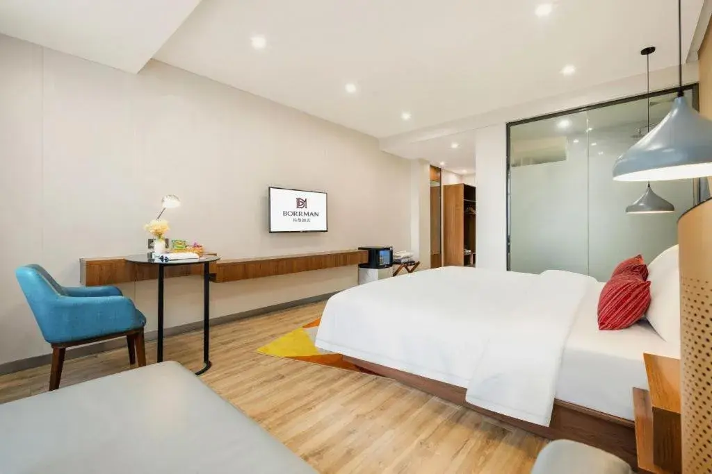 Bed in Borrman Hotel Fangchenggang High-speed Railway North Station Crystal International Bed in Borrman Hotel Fangchenggang High-speed Railway North Station Crystal International