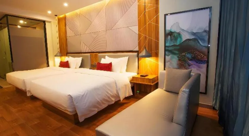 Bed in Borrman Hotel Fangchenggang High-speed Railway North Station Crystal International