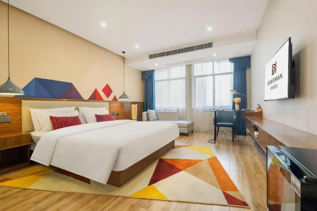 Bed in Borrman Hotel Fangchenggang High-speed Railway North Station Crystal International