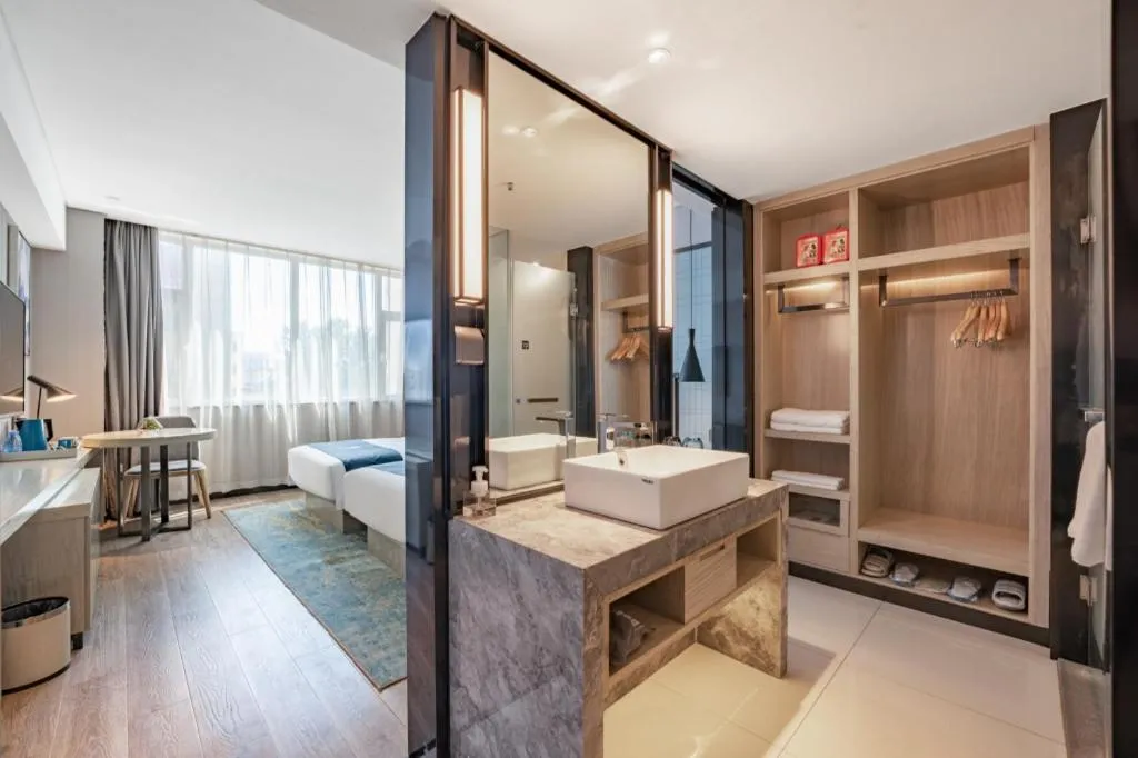 Bed in Echarm Hotel Zibo Gaoqing Zhongcheng Inernational