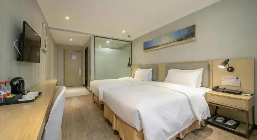 Bed in Borrman Hotel Wuhan Yangluo Metro Station Shenshuigang Bed in Borrman Hotel Wuhan Yangluo Metro Station Shenshuigang