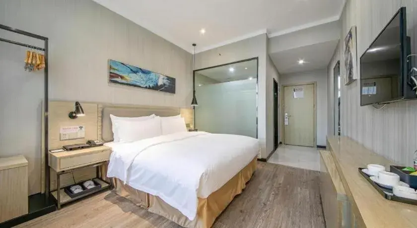 Bed in Borrman Hotel Wuhan Yangluo Metro Station Shenshuigang Bed in Borrman Hotel Wuhan Yangluo Metro Station Shenshuigang