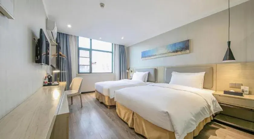 Bed in Borrman Hotel Wuhan Yangluo Metro Station Shenshuigang Bed in Borrman Hotel Wuhan Yangluo Metro Station Shenshuigang