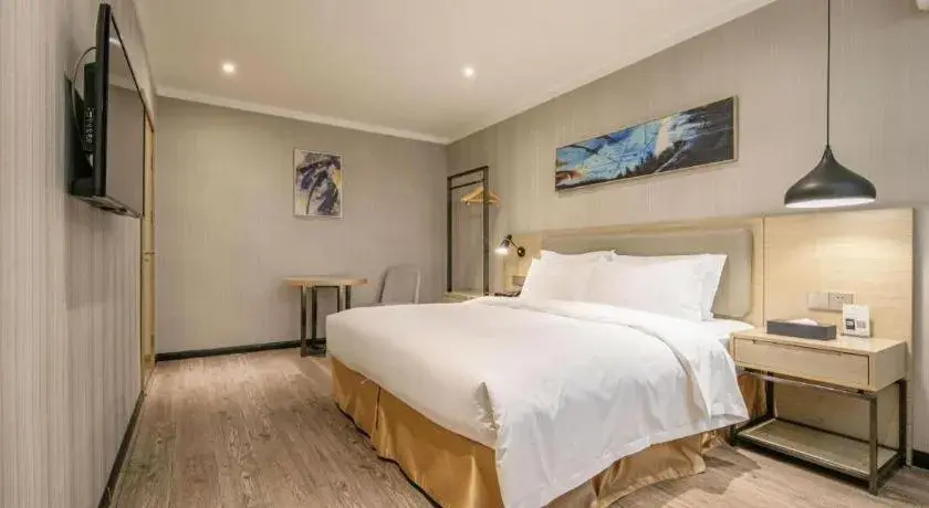 Bed in Borrman Hotel Wuhan Yangluo Metro Station Shenshuigang Bed in Borrman Hotel Wuhan Yangluo Metro Station Shenshuigang