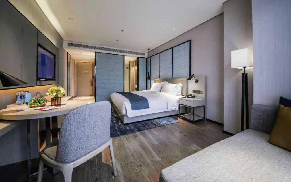 Bed in Echarm Hotel Wuhan Hankou Station Changgang Road Metro Station