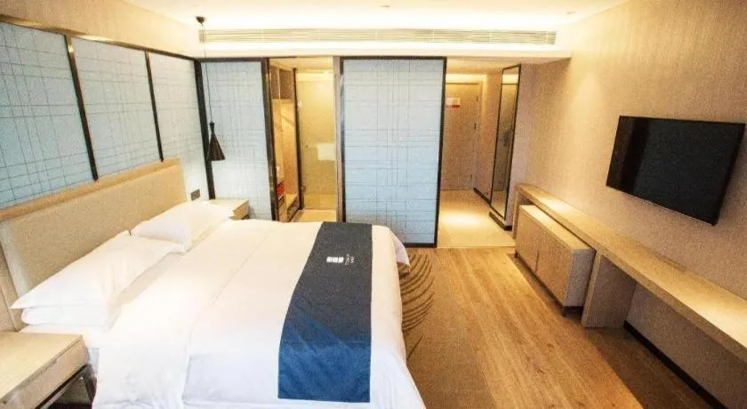 Bed in Echarm Hotel Wuhan Hankou Station Changgang Road Metro Station