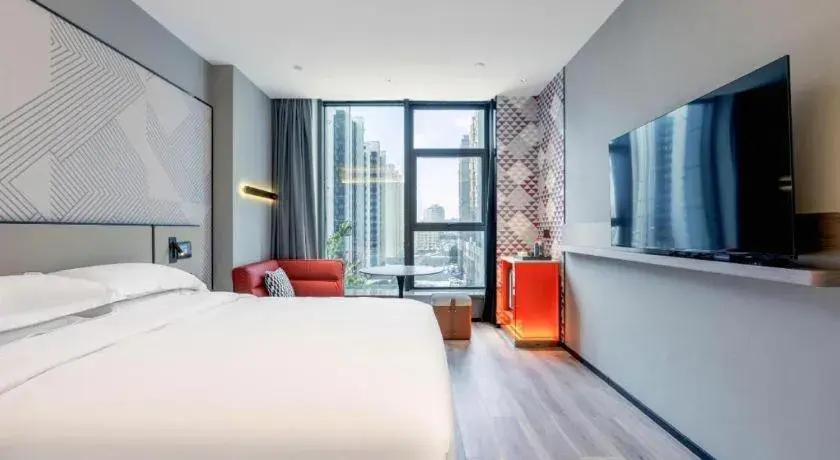 Bed in Borrman Hotel Qianjiang High-speed Railway Station Lobster City Bed in Borrman Hotel Qianjiang High-speed Railway Station Lobster City