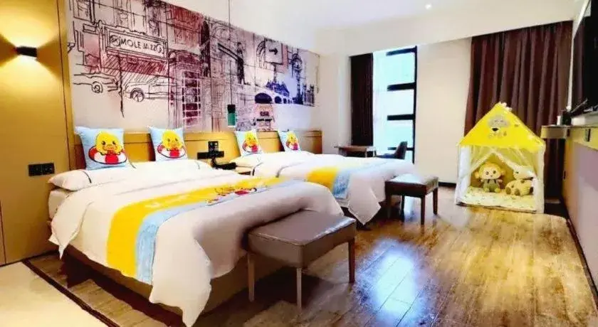 Bed in City Comfort Inn Meishan Wanda Plaza Bed in City Comfort Inn Meishan Wanda Plaza