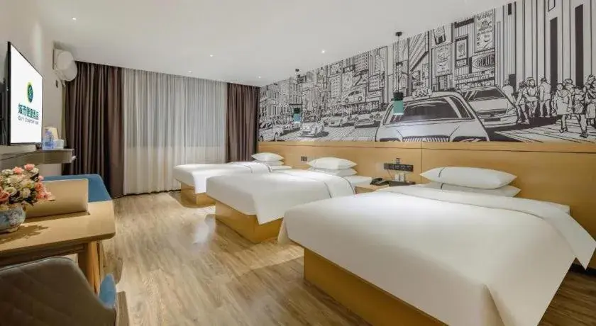 Bed in City Comfort Inn Hezhou Huangyao Ancient Town Bed in City Comfort Inn Hezhou Huangyao Ancient Town