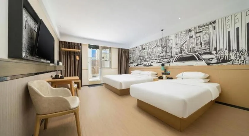 Bed in City Comfort Inn Liuzhou Chengzhong Wanda Haiguan