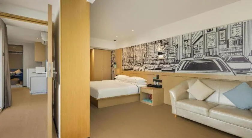 Bed in City Comfort Inn Liuzhou Chengzhong Wanda Haiguan