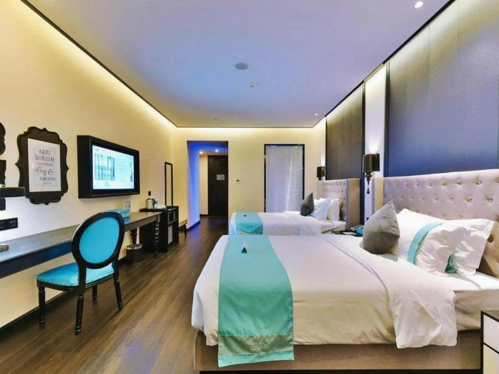 Bed in Xana Hotelle Luzhou High-Speed Railway Station Trading Market Passenger Terminal