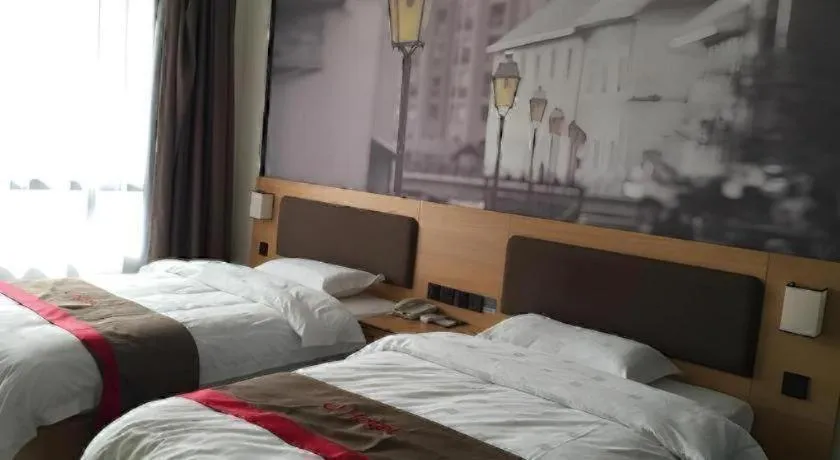 Bed in Thank Inn Hotel Hubei Huanggang Hong'an County Hong'an No.1 Middle School