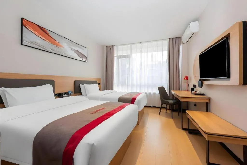 Bed in Thank Inn Hotel Hubei Huanggang Hong'an County Hong'an No.1 Middle School