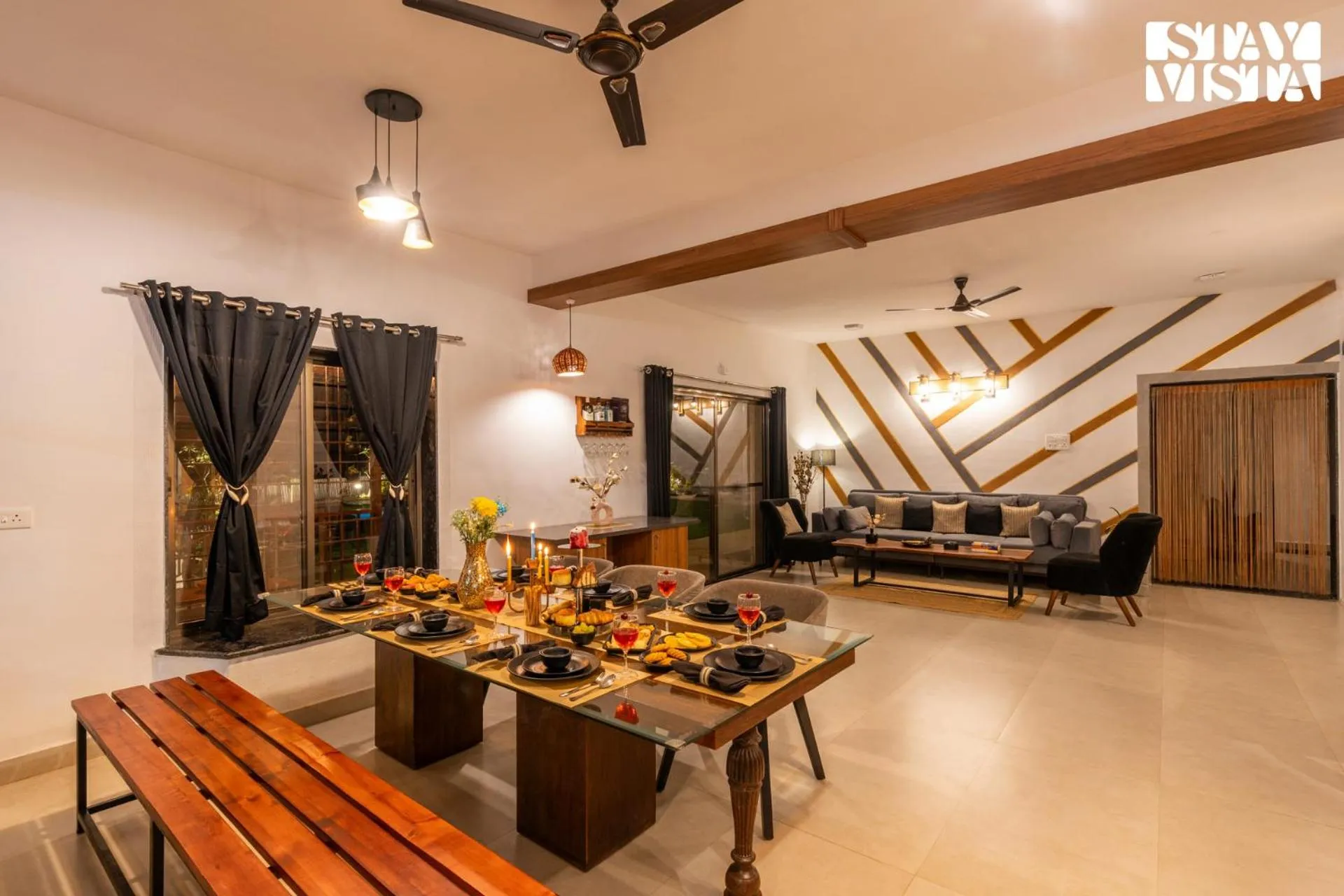 Dining area in StayVista at Mangifera Agro Estate with Pool, Wi-Fi