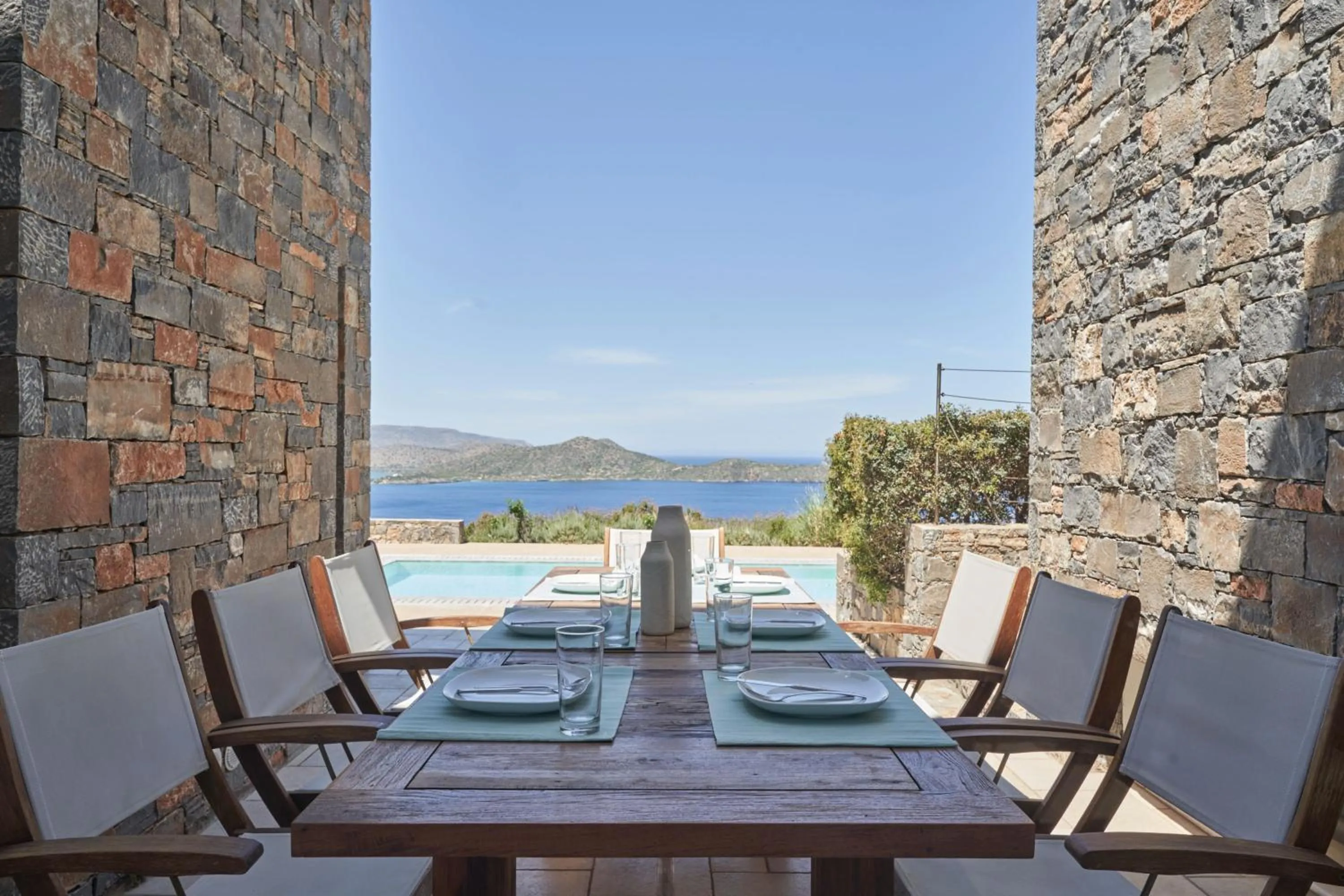 Dining area in Elounda White Pearl Villa