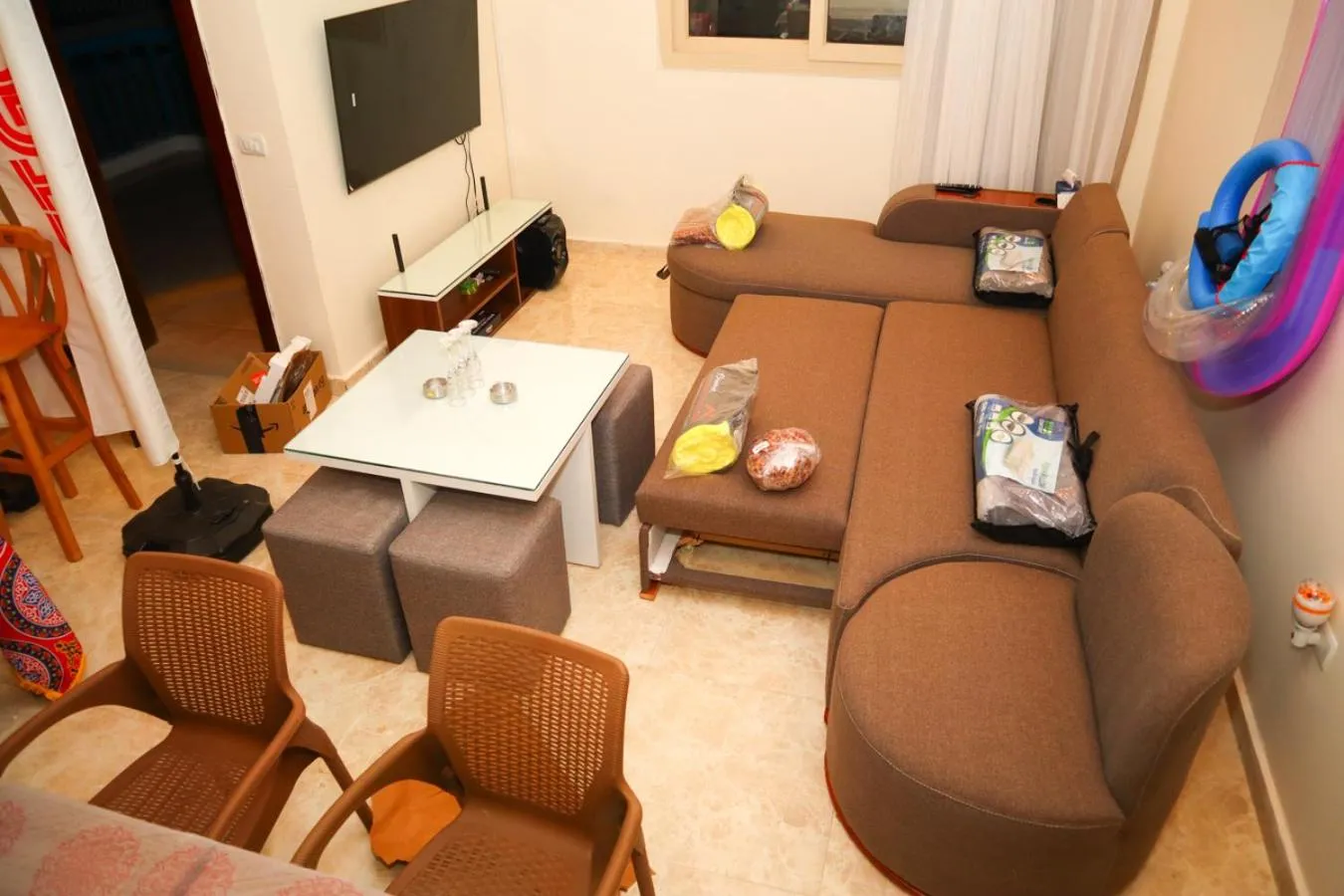 Living room in Hostgool Beach Chalets Mirage bay resort & aqua park