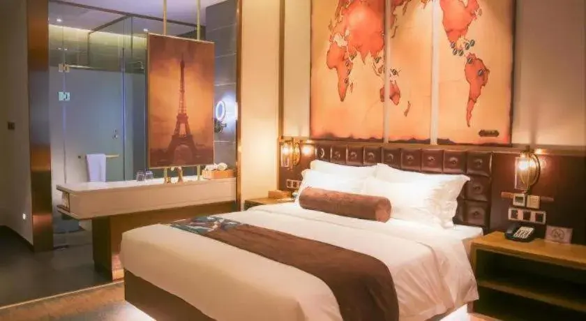 Bed in James Joyce Coffetel Shijiazhuang Wanda Plaza Tangu Metro Station Bed in James Joyce Coffetel Shijiazhuang Wanda Plaza Tangu Metro Station