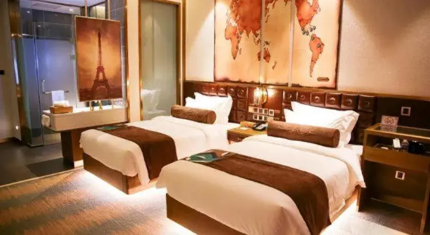 Bed in James Joyce Coffetel Shijiazhuang Wanda Plaza Tangu Metro Station Bed in James Joyce Coffetel Shijiazhuang Wanda Plaza Tangu Metro Station