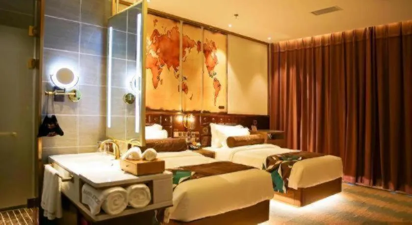 Bed in James Joyce Coffetel Shijiazhuang Wanda Plaza Tangu Metro Station