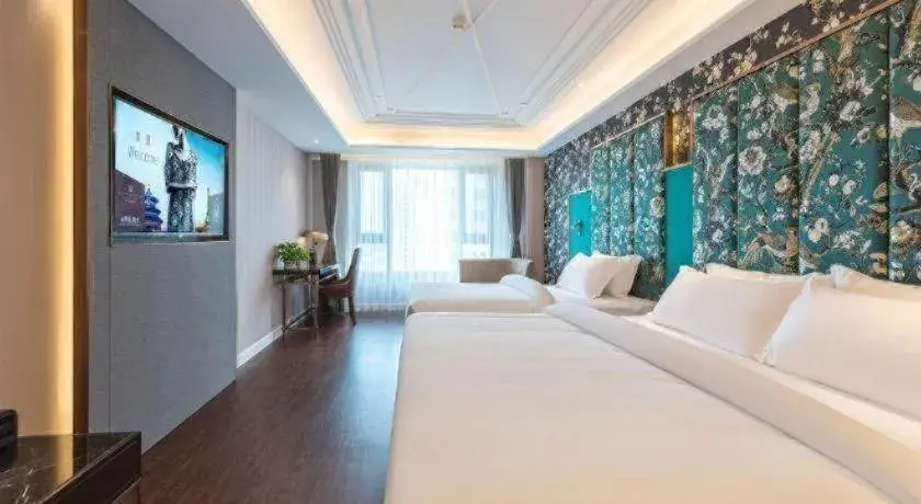 Bed in James Joyce Coffetel Harbin West High-speed Railway Station Wanda Plaza Bed in James Joyce Coffetel Harbin West High-speed Railway Station Wanda Plaza