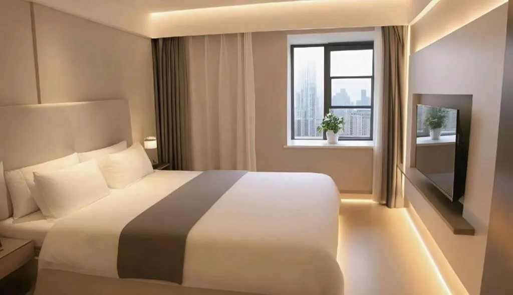 Bed in Magnotel Hotel Wuhan Jiangtan Lihuangpo Road Pedestrian Street