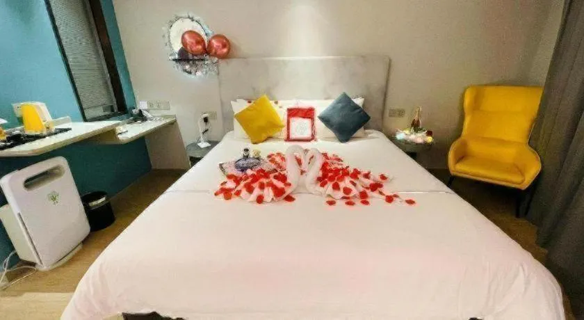 Bed in Magnotel Hotel Wuhan Jiangtan Lihuangpo Road Pedestrian Street