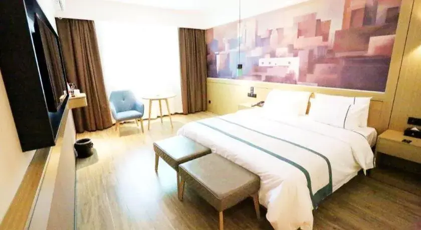 Bed in City Comfort Inn Shaoguan High-speed Railway Station Guanshaoyuan Bed in City Comfort Inn Shaoguan High-speed Railway Station Guanshaoyuan