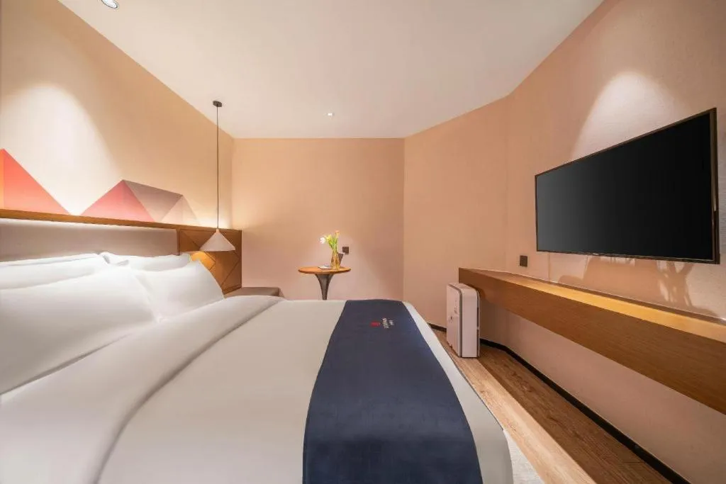 Bed in Borrman Hotel Ji'nan Aoti Center East Provincial Hospital