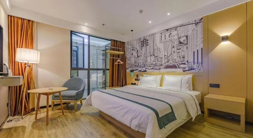 Bed in City Comfort Inn Chengdu Wenjiang Zhujiang Square Guanghua Park Metro Station